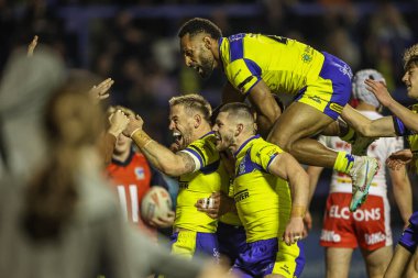 Warrington Wolves takımından Matt Dufty, 24 Nisan 2025 'te Halliwell Jones Stadyumu, Warrington, İngiltere' de oynanan 9.