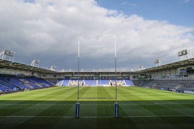 Warrington Wolves 'un evindeki Halliwell Jones Stadyumu' nun genel görünümü, 9. Betfred Süper Ligi karşılaşması öncesinde Warrington Wolves St. Helens 'e karşı Halliwell Jones Stadyumu, Warrington, Birleşik Krallık, 24 Nisan 2025