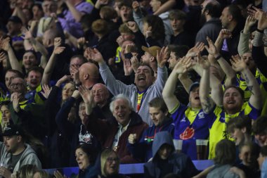 Warrington Wolves taraftarları 9. Betfred Süper Lig karşılaşmasında Warrington Wolves St. Helens 'e karşı Halliwell Jones Stadyumu, Warrington, Birleşik Krallık, 24 Nisan 2025
