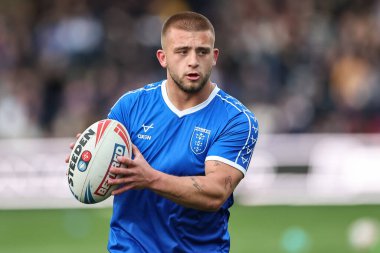 Hull KR 'dan Mikey Lewis Betfred Süper Lig 9. Raundda Leeds Gergedan Hull KR' a karşı Headingley Stadyumu, Leeds, İngiltere, 25 Nisan 2025 'de oynanan karşılaşmada ısındı.