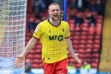 Watford 'dan Mattie Pollock, 26 Nisan 2025' te İngiltere 'nin Blackburn kenti Ewood Park' ta oynanan Blackburn Rovers 'a karşı oynanan Gökyüzü İddia Şampiyonası maçında 1-0' lık galibiyeti kutluyor.