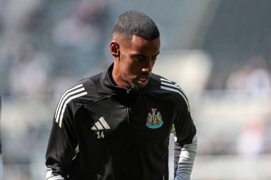 Newcastle United 'tan Alexander Isak, Premier League maçı sırasında İngiltere' nin Newcastle şehrinde oynanan Ipswich Town maçında ısınma turunda...