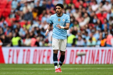 Manchester City 'den Omar Marmoush, Birleşik Krallık' ın Wembley Stadyumu 'nda oynanan Nottingham Forest ile Manchester City arasında oynanan FA Cup yarı final maçı sırasında, 26 Nisan 2025