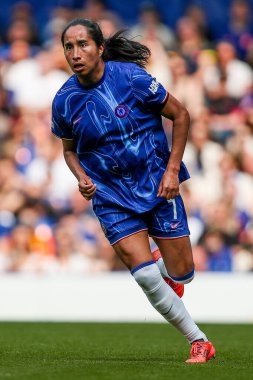 Chelsea Women 'dan Myra Ramirez UEFA Kadınlar Şampiyonlar Ligi Yarı Finali' nde Chelsea 'ye karşı Stamford Bridge, Londra, 27 Nisan 2025