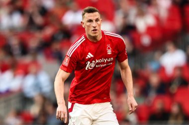 Nottingham Ormanı 'ndan Chris Wood Birleşik Krallık' ın Wembley Stadyumu 'nda Nottingham Forest ile Manchester City arasında oynanan FA Cup yarı final maçı sırasında, 26 Nisan 2025