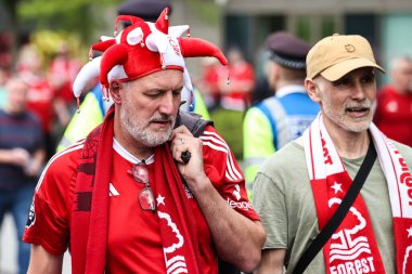 Nottingham Forest taraftarları Emirates FA Cup yarı final maçı öncesinde Nottingham Forest Manchester City 'ye karşı Wembley Stadyumu, Londra, 26 Nisan 2025