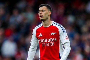 Arsenal 'den Gabriel Martinelli, 3 Mayıs 2025' te Birleşik Krallık 'taki Emirates Stadyumu' nda oynanan Premier League karşılaşmasında tepki gösterdi.