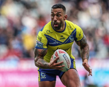 Warrington Wolves 'dan Paul Vaughan Betfred Magic Weekend 2025 maçında Wigan Warriors, Warrington Wolves' a karşı St. James 's Park, Newcastle, İngiltere, 4 Mayıs 2025