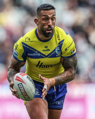 Warrington Wolves 'dan Paul Vaughan Betfred Magic Weekend 2025 maçında Wigan Warriors, Warrington Wolves' a karşı St. James 's Park, Newcastle, İngiltere, 4 Mayıs 2025