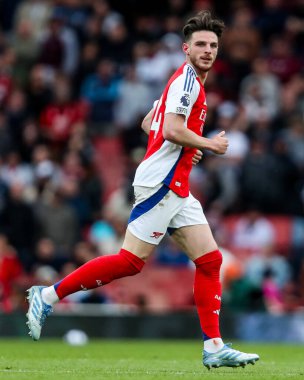 Arsenal 'den Declan Rice, 3 Mayıs 2025' te Birleşik Krallık 'taki Emirates Stadyumu' nda oynanan Premier League maçında Arsenal ve Bournemouth karşı karşıya geldi.