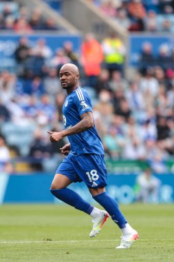 Leicester City 'den Jordan Ayew Premier League maçı sırasında Leicester City, Southampton' a karşı King Power Stadyumu, Leicester, İngiltere, 3 Mayıs 2025