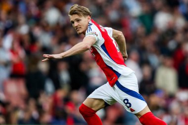 Arsenal 'den Martin Odegaard, 3 Mayıs 2025' te Birleşik Krallık 'taki Emirates Stadyumu' nda oynanan Premier League maçında Arsenal, Bournemouth 'a karşı.