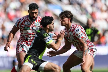 Katalan Ejderhaları 'ndan Guillermo Aispuro-Bichet, Leigh Leoparları' ndan Owen Trout tarafından 3 Mayıs 2025 'te St. James' s Park, Newcastle, İngiltere 'de oynanan Betfred Magic Weekend 2025 karşılaşmasında yenildi.