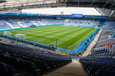 King Power Stadyumu, İngiltere 'nin Leicester şehrinde oynanan Premier League maçı öncesinde Leicester City ile Southampton maçının genel görüntüsü.