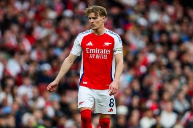 Arsenal 'den Martin Odegaard, 3 Mayıs 2025' te Birleşik Krallık 'taki Emirates Stadyumu' nda oynanan Premier League maçında Arsenal, Bournemouth 'a karşı.