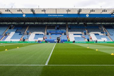 King Power Stadyumu, İngiltere 'nin Leicester şehrinde oynanan Premier League maçı öncesinde Leicester City ile Southampton maçının genel görüntüsü.