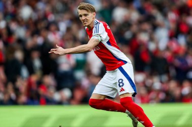 Arsenal 'den Martin Odegaard, 3 Mayıs 2025' te Birleşik Krallık 'taki Emirates Stadyumu' nda oynanan Premier League maçında Arsenal, Bournemouth 'a karşı.