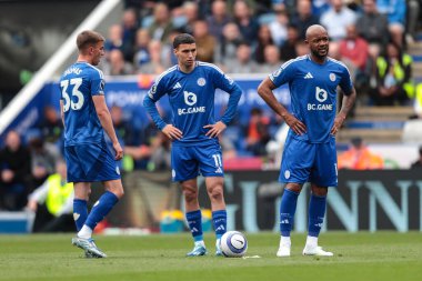 Leicester City 'den Bilal El Khannouss, İngiltere' nin Leicester kentindeki King Power Stadyumu 'nda oynanan Premier League maçında serbest atışa hazırlanıyor.