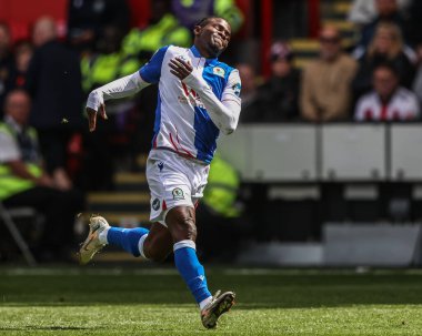 Blackburn Rovers takımından Augustus Kargbo, 3 Mayıs 2025 'te Sheffield United ile Blackburn Rovers arasındaki maçta tepki gösterdi.