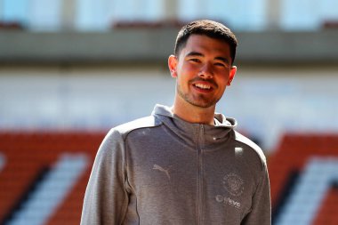 Blackpool 'dan Elkan Baggott, 3 Mayıs 2025' te Bloomfield Road, Blackpool 'da oynanan Blackpool-Bristol Rover maçı öncesinde geldi.