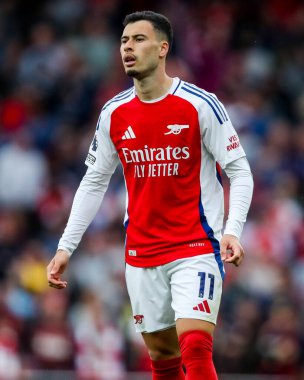 Arsenal 'den Gabriel Martinelli, 3 Mayıs 2025' te Birleşik Krallık 'taki Emirates Stadyumu' nda oynanan Premier League karşılaşmasında tepki gösterdi.