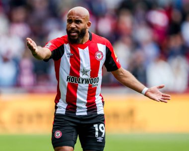 Brentford 'dan Bryan Mbeumo, İngiltere' nin Gtech Community Stadyumu 'nda oynanan Premier League maçı sırasında tepki gösterdi.