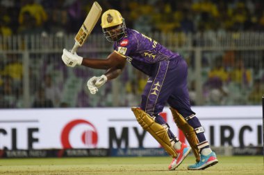 Kolkata Knight Riders 'Andre Russell, 7 Mayıs 2025 tarihinde Hindistan' ın Kolkata şehrinde oynanan Kolkata Knight Riders ve Chennai Super Kings arasındaki 2025 IPL karşılaşmasında sopa olarak kullanıldı. Fotoğraf: Debajyoti Chakraborty
