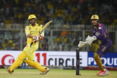 Chennai Süper Kralları 'nın Urvil Patel' i, 7 Mayıs 2025 Çarşamba günü Hindistan 'ın Kolkata kentindeki Eden Gardens' ta Kolkata Knight Riders ve Chennai Süper Kralları arasında oynanan Hint Premier Ligi kriket maçında atış yapar. Fotoğraf: Debajyoti Chakraborty. Fotoğraf: Debaj