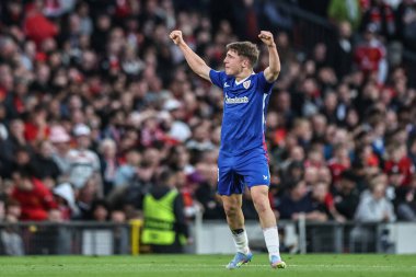 Athletic Bilbao takımından Mikel Jauregizar, UEFA Avrupa Ligi yarı final karşılaşmasında Manchester United ile Manchester United arasındaki Old Trafford, Manchester, İngiltere, 8 Mayıs 202 karşılaşmasında 0-1 'lik galibiyet golünü kutluyor.