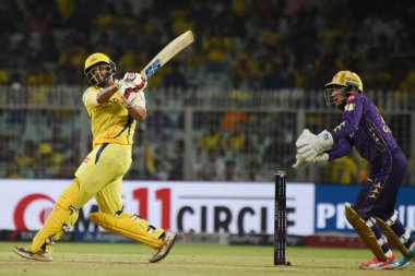 Chennai Süper Kralları 'nın Urvil Patel' i, 7 Mayıs 2025 'te Hindistan' ın Kolkata kentindeki Eden Gardens 'ta Kolkata Şövalyeleri ve Chennai Süper Kralları arasında oynanan Hindistan Premier Ligi kriket maçında atış yapıyor. Fotoğraf: Debajyoti Chakraborty.