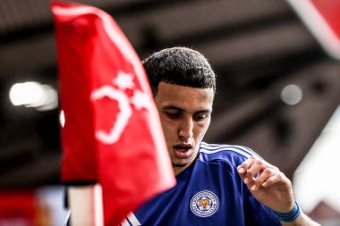 Leicester City 'den Bilal El Khannouss Premier League maçı sırasında Nottingham Forest, Leicester City' ye karşı City Ground, Nottingham, 11 Mayıs 2025