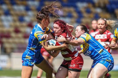 Wigan Warriors takımından Eva Hunter, 10 Mayıs 2025 'te İngiltere' nin LNER Community Stadyumu 'nda oynanan Betfred Kadınlar Kupası yarı final maçı Leeds Rhinos' a karşı Wigan Warriors maçında elendi.