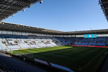 Coventry Building Society Arena 'nın genel görünümü, Coventry City' nin evi. 9 Mayıs 2025 tarihinde Coventry Building Society Arena 'da Coventry City ile Coventry City arasında oynanan yarı final maçı öncesinde Palyoff yarı final maçı.