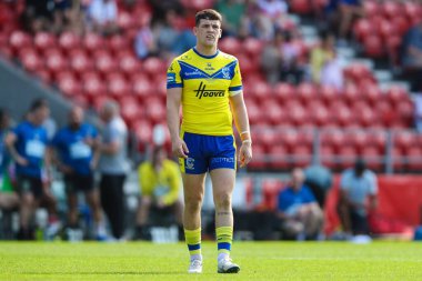 Warrington Kurtları 'ndan Josh Thewlis, 11 Mayıs 2025' te Birleşik Krallık 'ın başkenti St Helens' te oynanan Betfred Challenge Kupası yarı final maçı sırasında Warrington Wolves ve Leopards 'a karşı oynamıştır.
