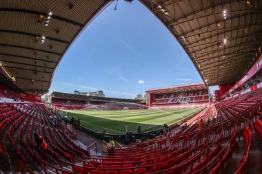 Premier Lig maçı sırasında Nottingham Forest ile Leicester City 'nin City Ground, Nottingham, İngiltere' de oynadığı City Ground maçının genel görünümü, 11 Mayıs 2025