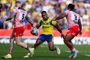Warrington Wolves 'tan Rodrick Tai, 11 Mayıs 2025' te İngiltere 'nin St. Helens kentinde oynanan Betfred Challenge Kupası yarı final karşılaşmasında Warrington Wolves ile Leigh Leopards karşı karşıya.