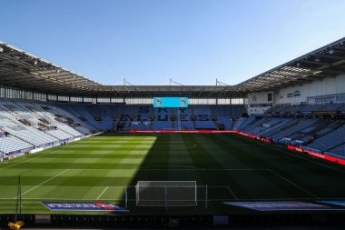 Coventry Building Society Arena 'nın genel görünümü, Coventry City' nin evi. 9 Mayıs 2025 tarihinde Coventry Building Society Arena 'da Coventry City ile Coventry City arasında oynanan yarı final maçı öncesinde Palyoff yarı final maçı.