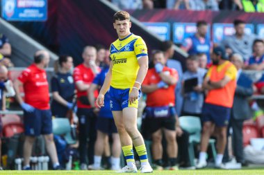 Warrington Kurtları 'ndan Josh Thewlis, 11 Mayıs 2025' te Birleşik Krallık 'ın başkenti St Helens' te oynanan Betfred Challenge Kupası yarı final maçı sırasında Warrington Wolves ve Leopards 'a karşı oynamıştır.