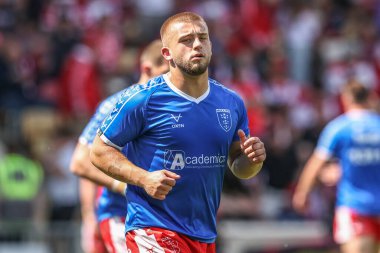 Hull KR 'dan Mikey Lewis, Betfred Challenge Kupası yarı final maçı sırasında LNER Community Stadyumu' nda Hull KR ve Catalans Dragons maçında ısınma turunda, 10 Mayıs 2025