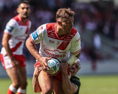 Hull KR 'dan Jai Whitbread, Betfred Challenge Cup yarı final maçı sırasında LNER Community Stadyumu, York, İngiltere' de oynanan Hull KR vs Catalans Dragons maçında eylem halindedir.