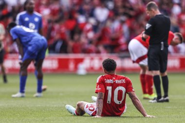 Nottingham Ormanı 'ndan Morgan Gibbs-White Premier League maçından sonra Nottingham Forest' a karşı Leicester City, Nottingham, İngiltere 'de 11 Mayıs 2025' te oynanan maçta tepki gösterdi.