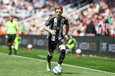 Newcastle United takımından Anthony Gordon, 11 Mayıs 2025 'te St. James' s Park, Newcastle, İngiltere 'de oynanan Premier League maçında Chelsea' ye karşı oynanan maçta topu aldı.