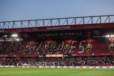 12 Mayıs 2025 'te Sheffield United, Bramall Lane, Sheffield, Birleşik Krallık' ta oynanan yarı final maçında boş koltuklar.