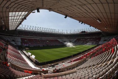 Gökyüzü İddia Şampiyonası yarı final maçı öncesinde Sunderland ile Coventry City stadyumunun genel görüntüsü 13 Mayıs 2025 'te Sunderland, İngiltere' de oynanacak.