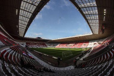 Gökyüzü İddia Şampiyonası yarı final maçı öncesinde Sunderland ile Coventry City stadyumunun genel görüntüsü 13 Mayıs 2025 'te Sunderland, İngiltere' de oynanacak.