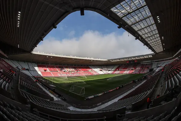 Gökyüzü İddia Şampiyonası yarı final maçı öncesinde Sunderland ile Coventry City stadyumunun genel görüntüsü 13 Mayıs 2025 'te Sunderland, İngiltere' de oynanacak.