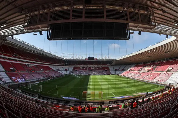 Gökyüzü İddia Şampiyonası yarı final maçı öncesinde Sunderland ile Coventry City stadyumunun genel görüntüsü 13 Mayıs 2025 'te Sunderland, İngiltere' de oynanacak.