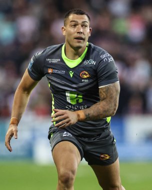 Katalan Ejderhaları 'ndan Nick Cotriç, Betfred Süper Lig 11. Raundu' nda St Helens 'e karşı Catalans Ejderhaları maçı sırasında St Helens Stadyumu, St Helens, Birleşik Krallık, 15 Mayıs 202