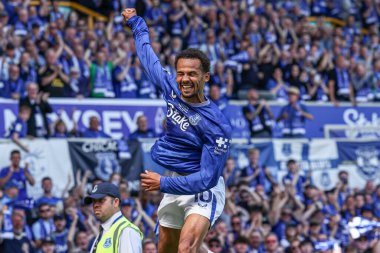 Everton 'dan Iliman Ndiaye, 18 Mayıs 2025' te Goodison Park, Liverpool, İngiltere 'de oynanan Premier League maçında Everton' a karşı Southampton maçında 2-0 'lık galibiyet golünü kutluyor.