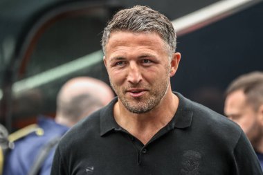 Sam Burgess Warrington Wolves 'un baş antrenörü, 18 Mayıs 202' de İngiltere 'nin Wakefield şehrinde oynanan 11. Betfred Süper Lig karşılaşmasında Wakefield Trinity, Warrington Wolves' a karşı.
